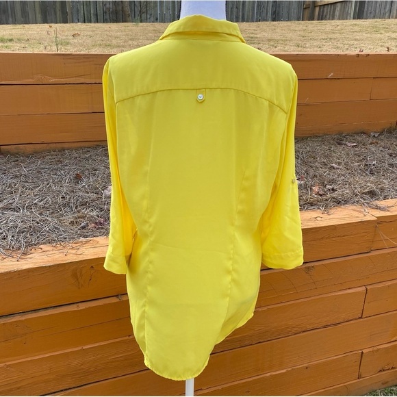 H&M Yellow 3/4 Sleeve Blouse Size 14 - Picture 4 of 14